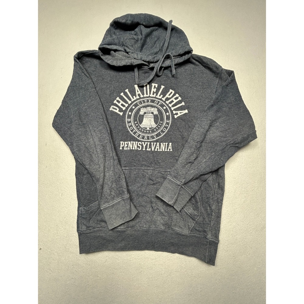 Point Sportswear Hoodie Cotton Blend Gray Philadelphia Pennsylvania L Mens